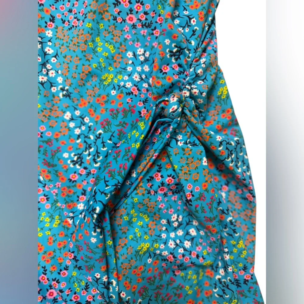 Lands' End women’s one piece swimsuit swim dress 2 blue floral - Picture 3 of 8